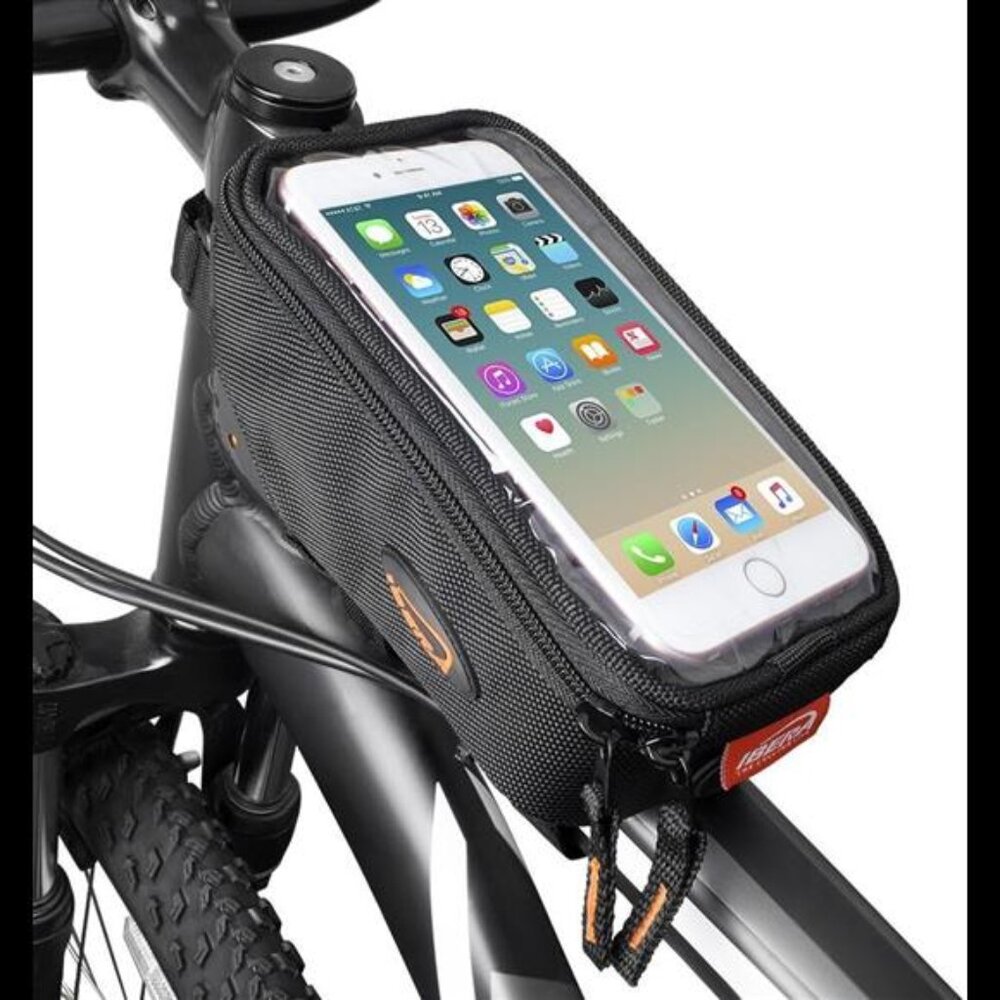 Bicycle Top Tube Phone Bag, Water-resistant Touch Screen Bike Handlebar front